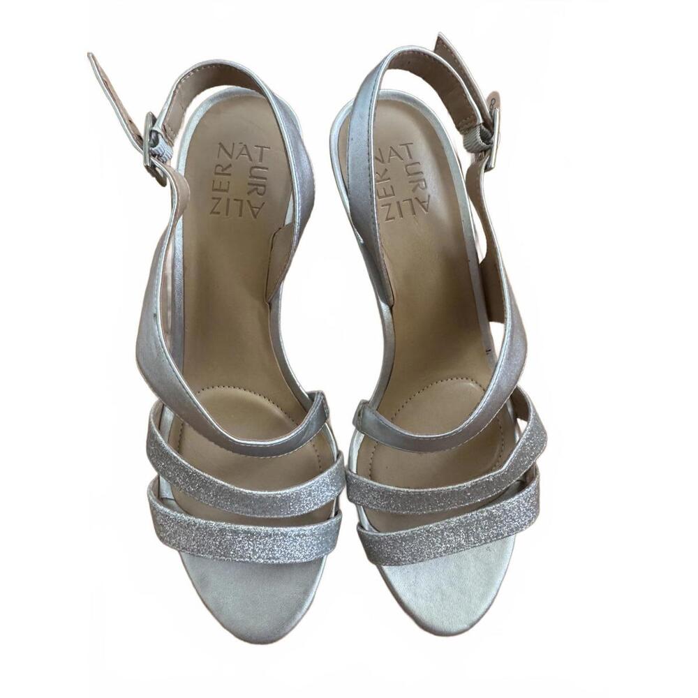 Naturalizer Taimi Silver Leather Sling Back Dress Sandal